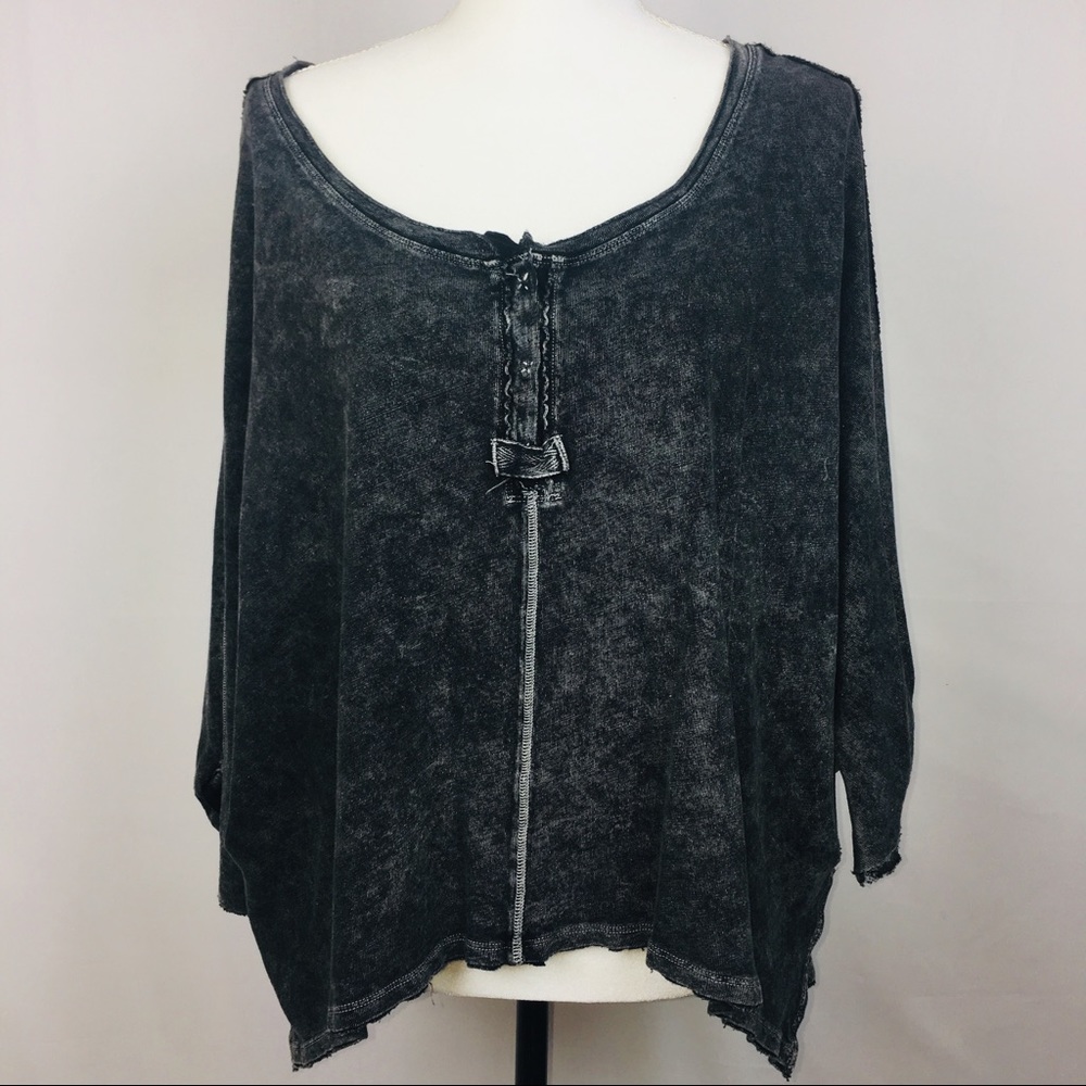 Free People oversized-black acid wash Sweater  S